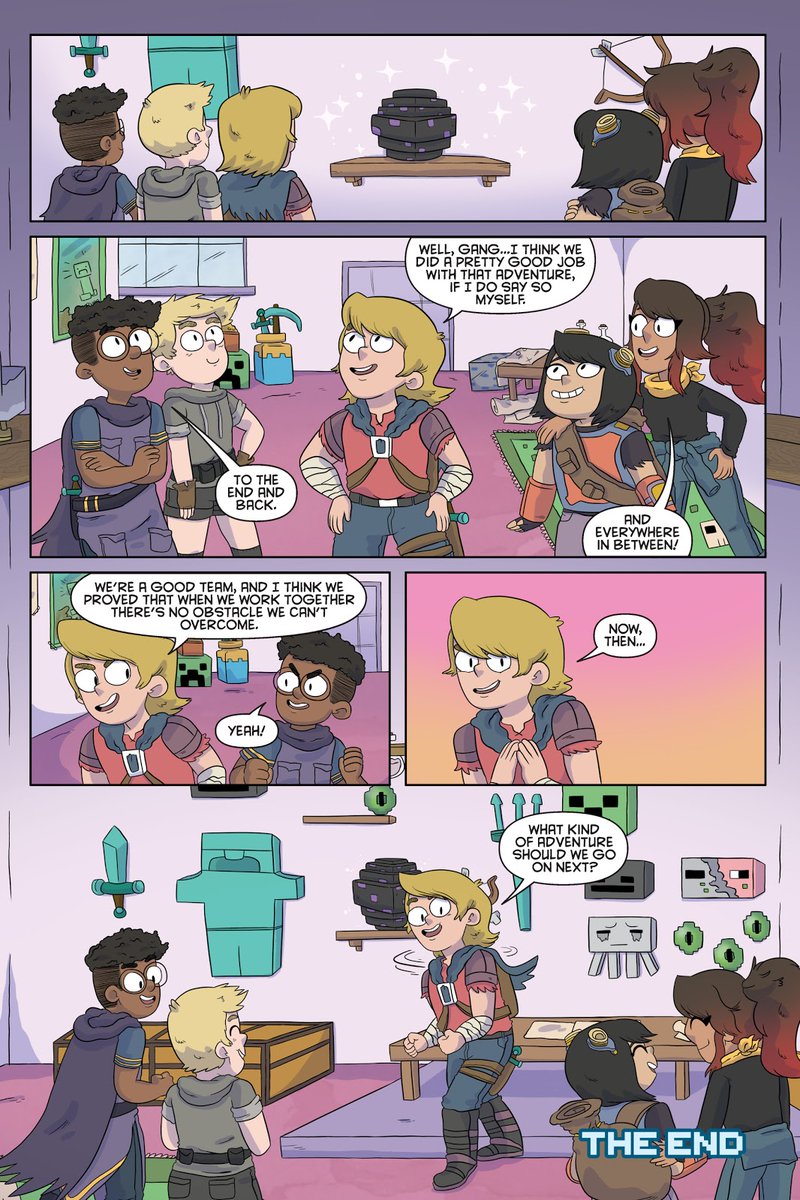the comic ends and out GUILDERs go on to have another adventure like nothing changed. Honestly it didn& #39;t this comic nothing happens, I will admit this is the best way of maybe doing Minecraft make it about players playing it but ugh.