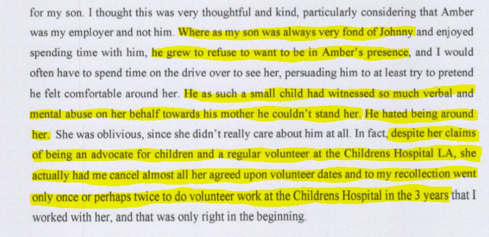 B) Amber Heard abused Kate James physiologically by using her son and making him witness his mother being verbally abused. #AmberHeardIsAnAbuser