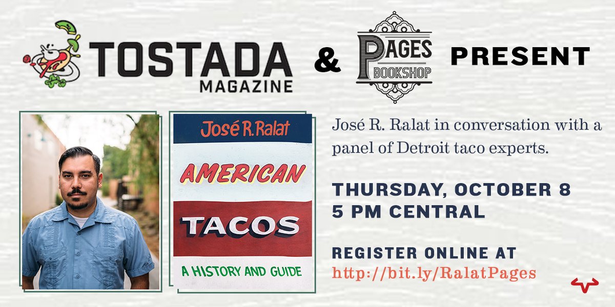 José R. Ralat 🌶️ (@tacotrail) on Twitter photo Join <a href="/serenamaria36/">Serena Maria Daniels 🌽</a> <a href="/TostadaMagazine/">Tostada Magazine</a>, other Detroit experts & me while we discuss Motor City tacos hosted by <a href="/PagesontheAve/">Pages Bookshop</a>. pagesbkshop.com/event/pages-bo… Join <a href="/serenamaria36/">Serena Maria Daniels 🌽</a> <a href="/TostadaMagazine/">Tostada Magazine</a>, other Detroit experts & me while we discuss Motor City tacos hosted by <a href="/PagesontheAve/">Pages Bookshop</a>. pagesbkshop.com/event/pages-bo…