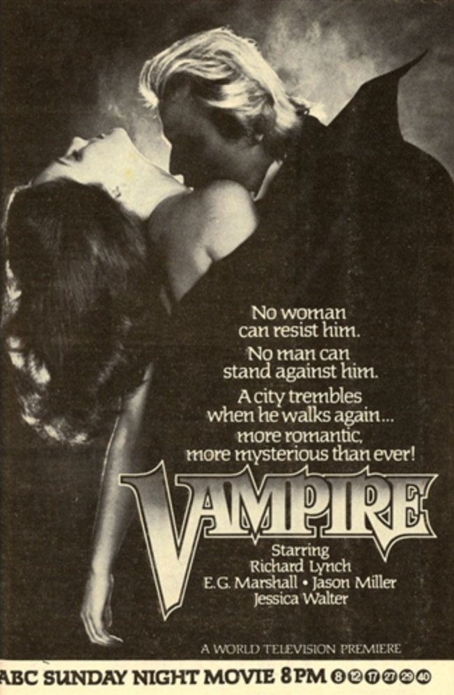 Couldn't let Day 7 of the  #31DaysofTeleterror go by without celebrating Vampire, which premiered on ABC on this day in 1979! 41 looks awfully good on this great urban gothic flick, which boasts an incredible performance by Richard Lynch as the sexy & dangerous bloodsucker (1/2)