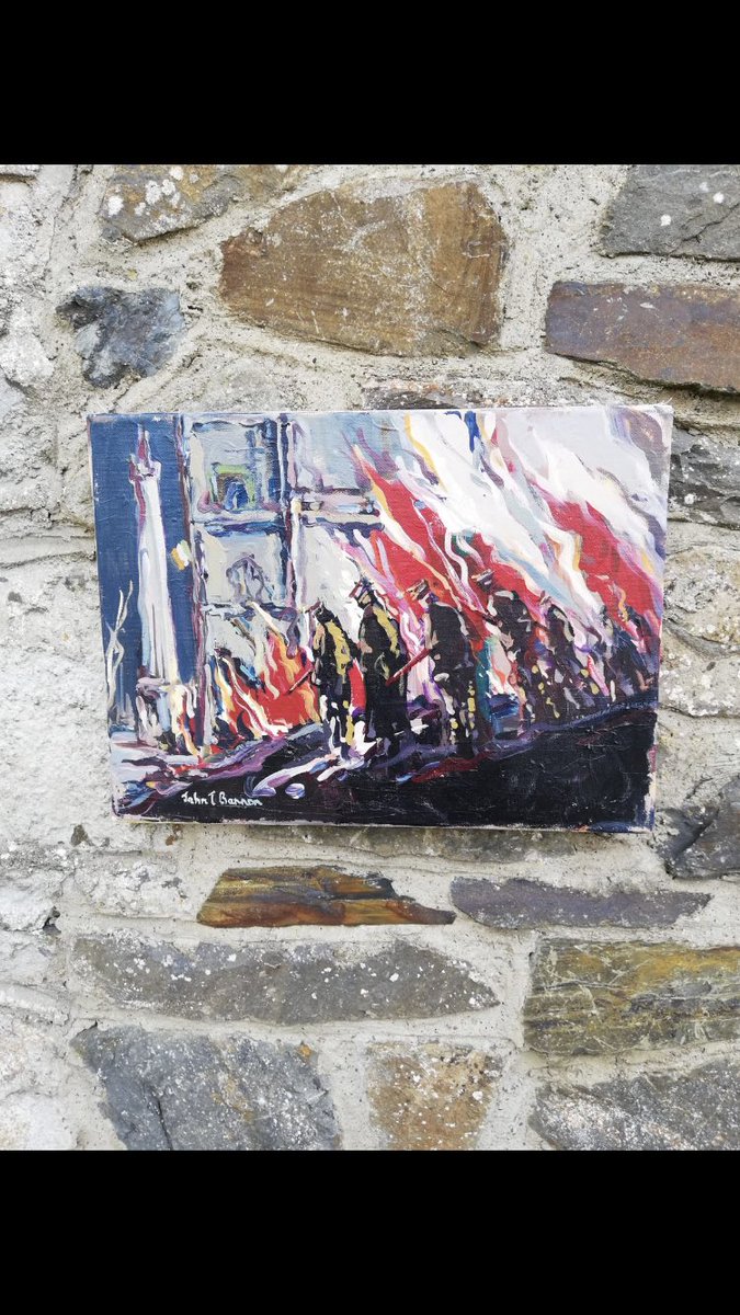 CottageCurios's tweet photo. Stunning oil on canvas painting by John T Bannon, popular Irish artist, depicting the 1916 Easter Rising attack on the GPO in Dublin. 40cm x 30cm. DM for details. https://t.co/RHdhdugPUx