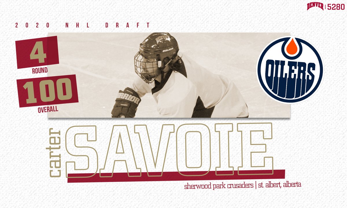 Carter Savoie gets taken by the <a href="/EdmontonOilers/">Edmonton Oilers</a> at pick 💯in the #NHLDraft | #PioneerTogether
