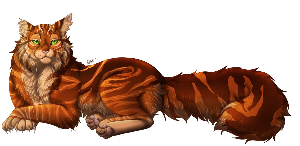 Commission for bunnydrawscats on Instagram! I absolutely love this shading style and am going to apply it more often! It took me ages though haha. Depicted is her riverclan warrior Brimstone, who walked into a TNR cage and thus is sterilised and eartipped! #warriorcats