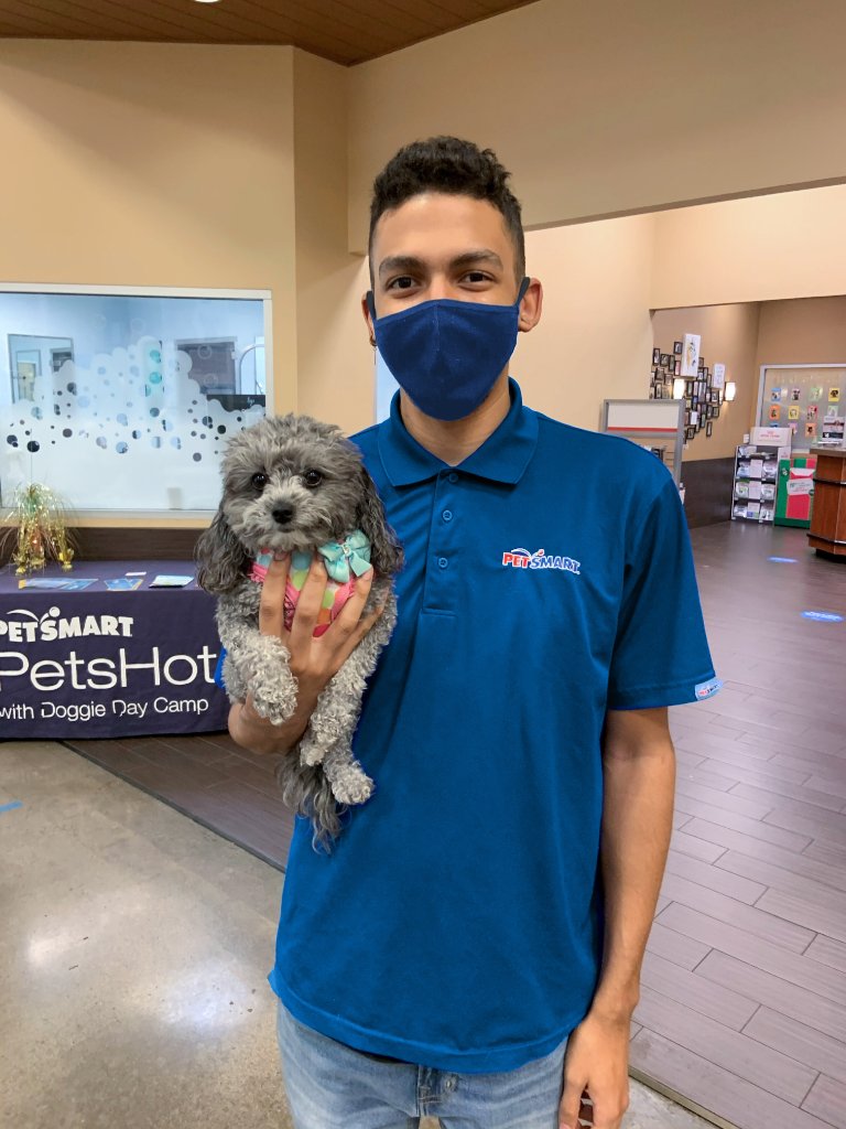 PetSmart's tweet photo. Shout out to our associates for the incredible lengths they’ve gone to in order to help pets, pet parents and each other. Associates like Dee and Xander showcase our passion for pets and the connections we have with them. Thank you for being the heart of who we are. ❤️ https://t.co/esBsGwJ80n
