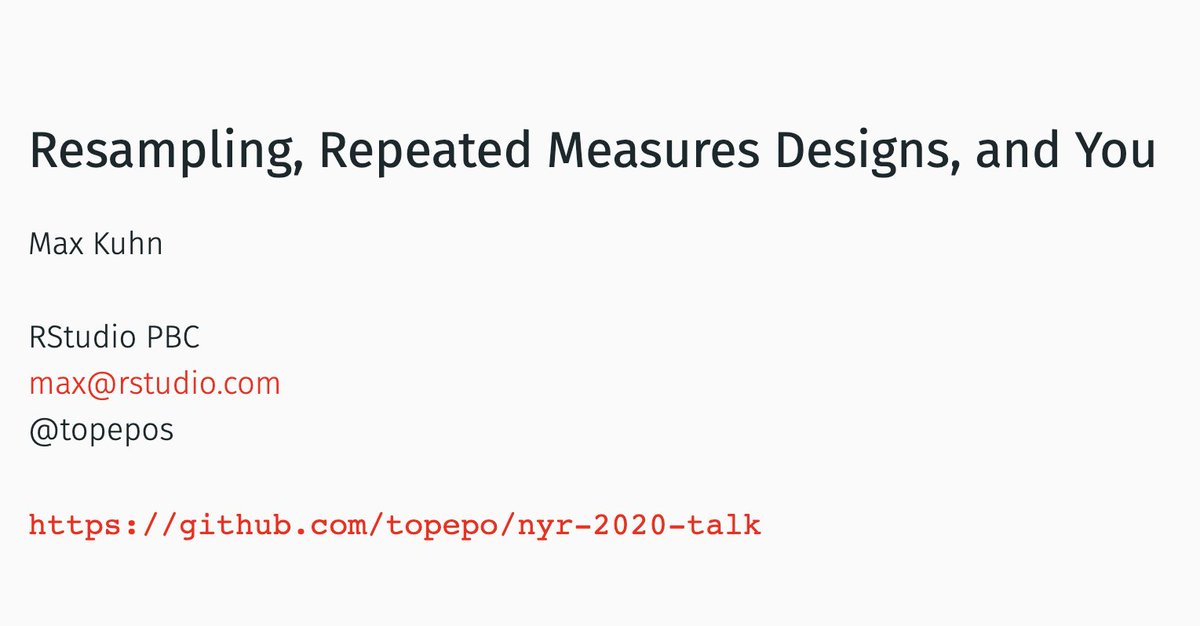topepos's tweet image. Video for my #rstatsnyc talk on resampling multilevel models can now be found at youtu.be/4DGrehpMx4k.
#rstats
Link to other videos: youtube.com/playlist?list=…