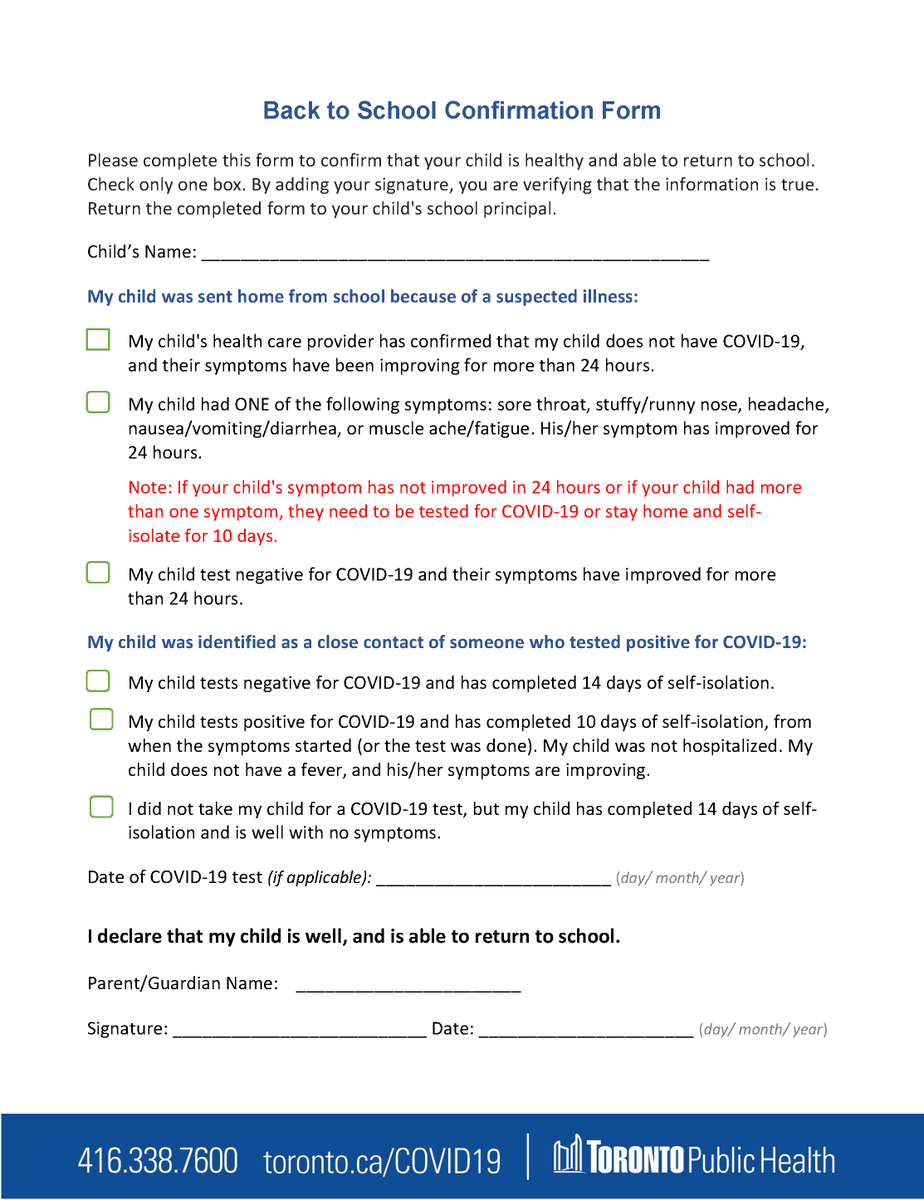 TCDSB's tweet photo. TPH has confirmed medical notes are not required in order for a student to return to school. Parents/guardians are asked to complete the back to school form and share this with their principal when students are returning to school after being off ill. 

↪️ https://t.co/wHfuI5SZk0 https://t.co/3WCJMvBhEQ