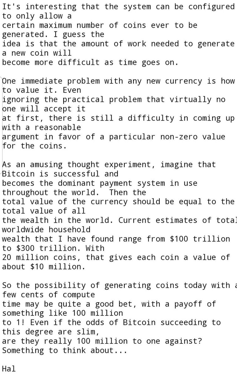 Hal Finney: " $100 trillion"