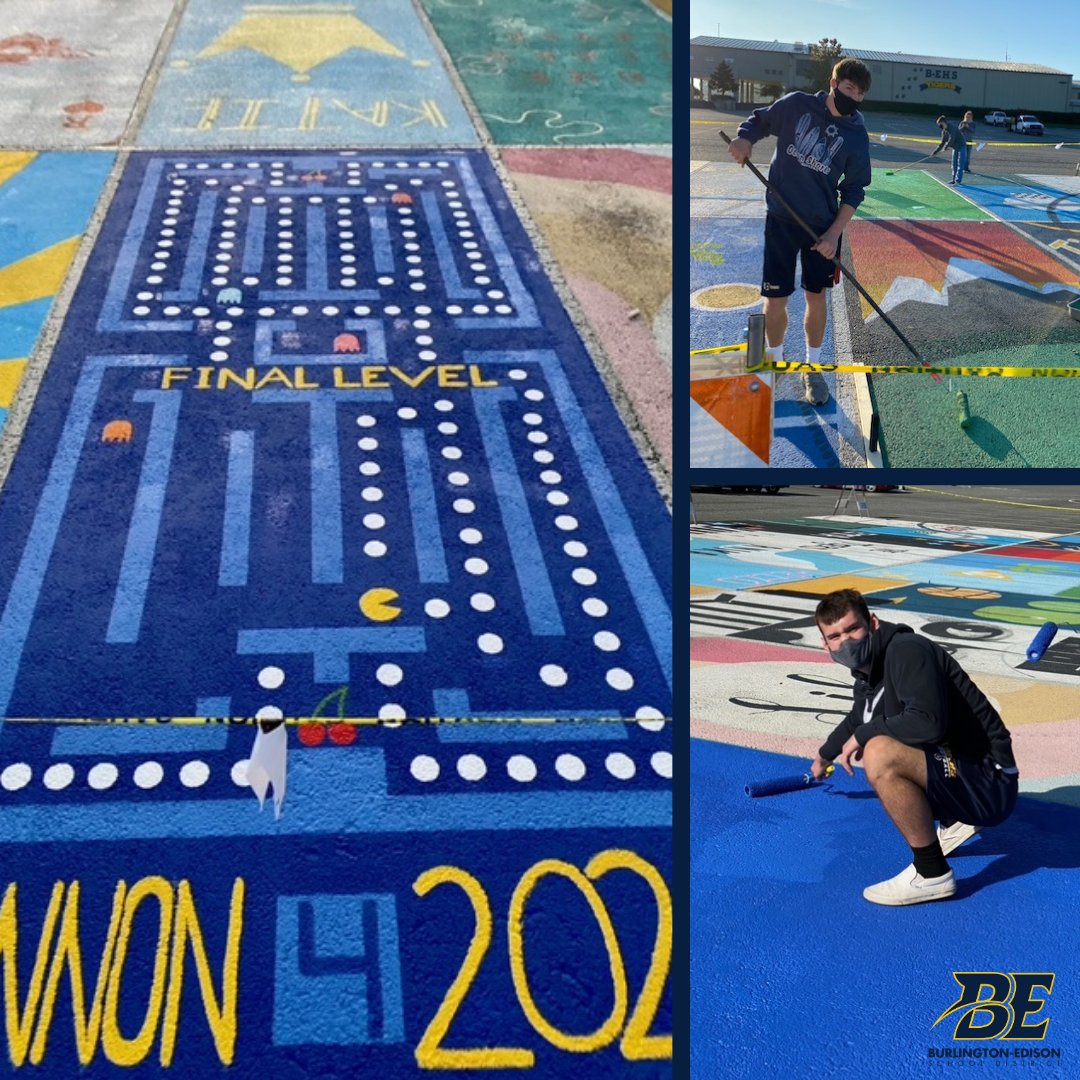 b_eschools's tweet photo. Parking lot Picassos! B-EHS Top 20 of #Classof2021 painting their spots this week. #WeAreBE #BEHSALLIN https://t.co/NGFf3Zy3r2
