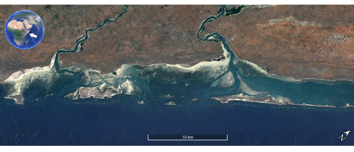 BialikOr's tweet image. There are three rivers/estuaries (two shown) in southern Somalia, going into the western Indian Ocean. All of them have their #sandbars shifted to the north as they meet the incredible power of the Somali current.
Having a sense of it in your head is not the same as seeing it.