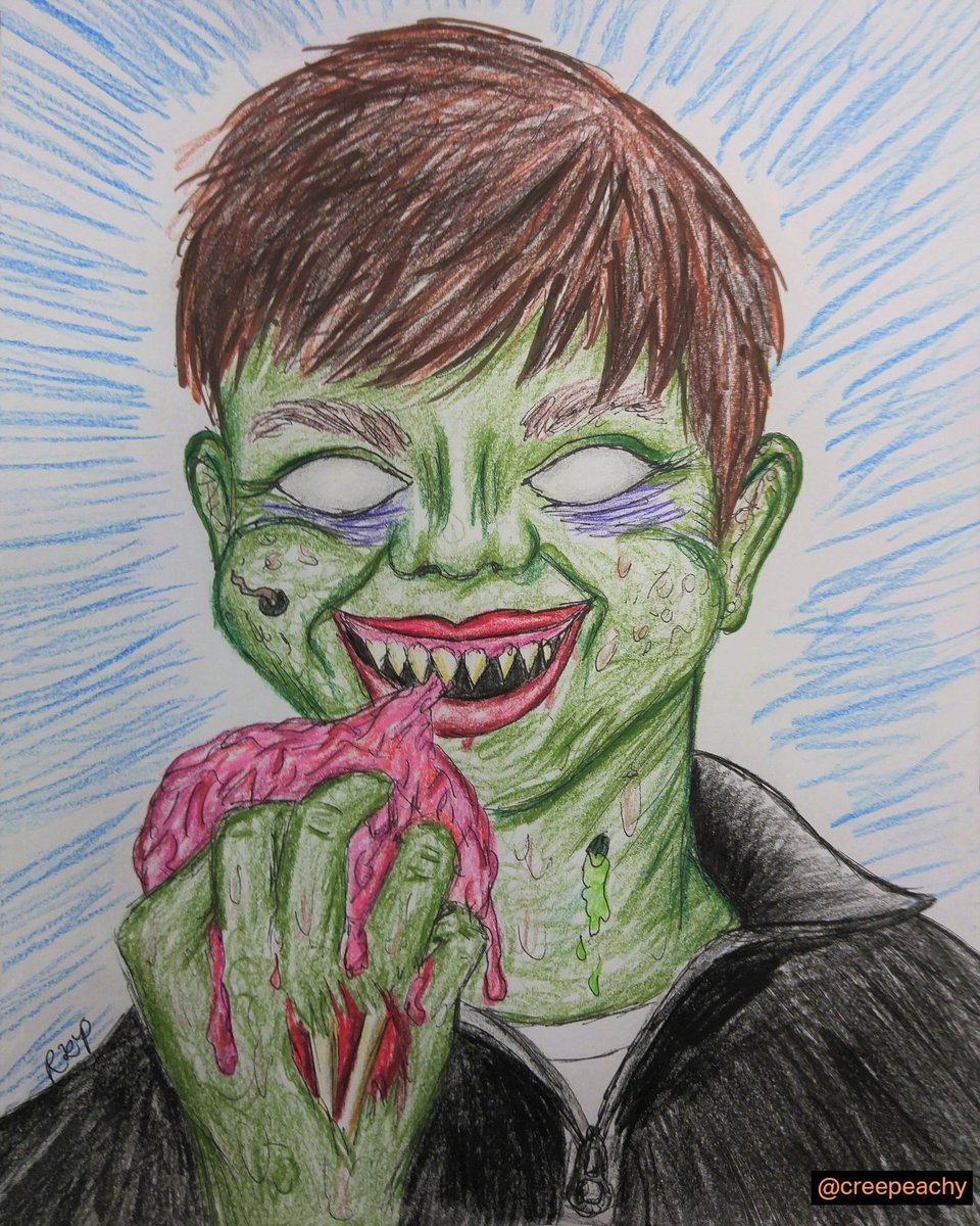 creepeachy's tweet photo. #CreepeachyCreeptober Day 4: Crypt ⚰️🧟 Hungry creepeachians tend to leave their crypts at night in search of a fresh meal.

#Creepeachy #CreepeachyCreeptober2020 #Creeptober #CreepyCute #RebeccaPetro #PortraitArtist #Caricaturist #ZombieArt https://t.co/qtQqhZUynm