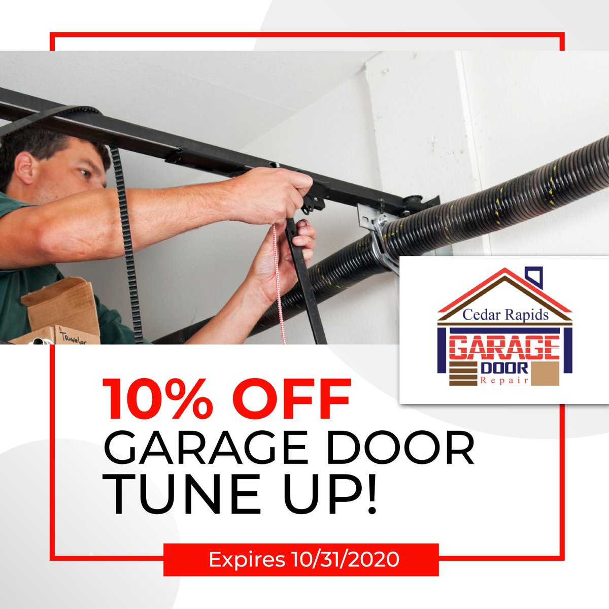 cedarrapidsGD's tweet image. Since winter is right around the corner we are offering 10% off a garage door tune up! Give us a call at 319-383-0888 to schedule an appointment with one of our leading technicians. #garagedoorrepaircedarrapids #cedarrapids #garagedoorservice