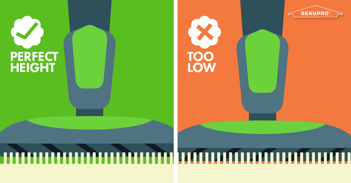 DealeServpro's tweet image. Pro Tip: Adjust the vacuum beater brush to proper pile height to agitate just the tips of the carpet fibers and break up soils. #vacuumtips