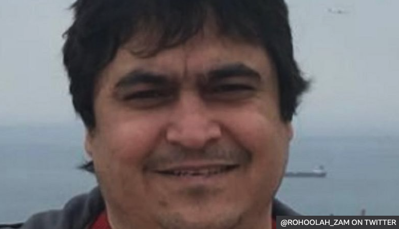 IranRights_org's tweet photo. Ruhollah Zam, an Iranian journalist and asylee in France who operated a dissident news website, has been sentenced to death in Iran. 

Thousands of Iranians online have been rallying against his sentence. We join them! #SaveZamsLife #WhyExecute https://t.co/nbWe2LYwqq