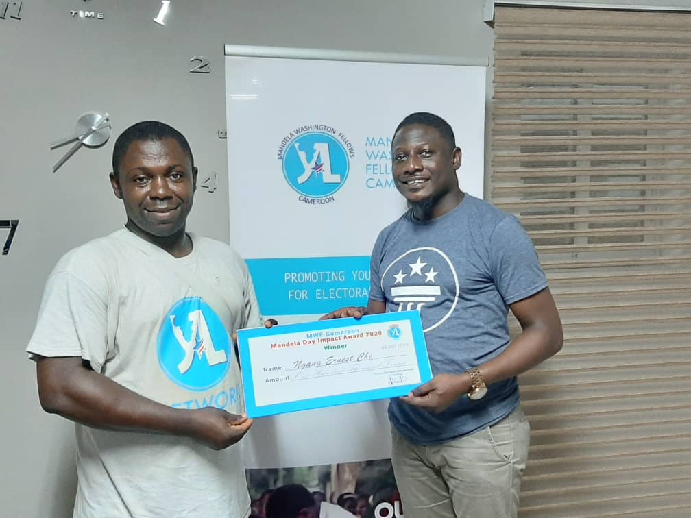 MWFCameroon's tweet photo. Congratulations!  @YALINetwork @237rlc   @MWF2019 @ngangernest for emerging @MWFCameroon  Mandela Day Award Winner 2020.  For driving literacy programs across vulnerable communities and leveraging  best practices from the @WashFellowship  in the SW Region #Cameroon. @IREXintl https://t.co/320kne8XSZ