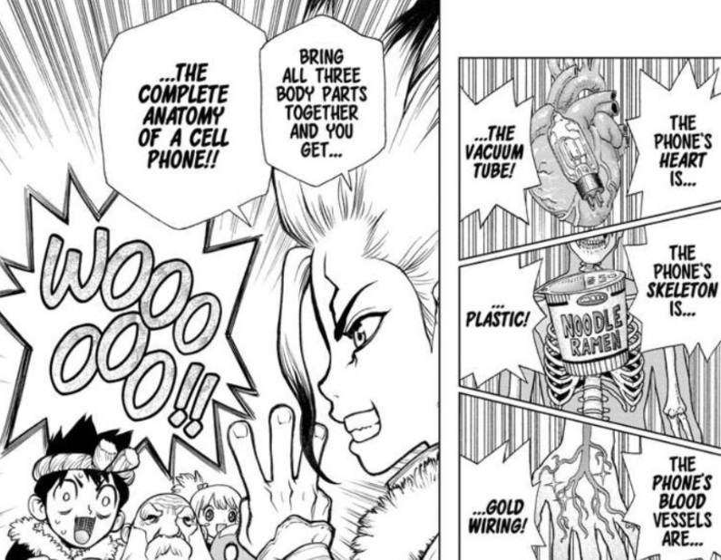 Interestingly, MHA presents similar challenges! Horikoshi's writing style is unconventional among mainstream shonen mangaka. Lots of nuance. Half-sentences. Things left unsaid. Meanwhile, Dr. Stone is written like an instruction manual. Hearts worn on sleeves. Super clear-cut.