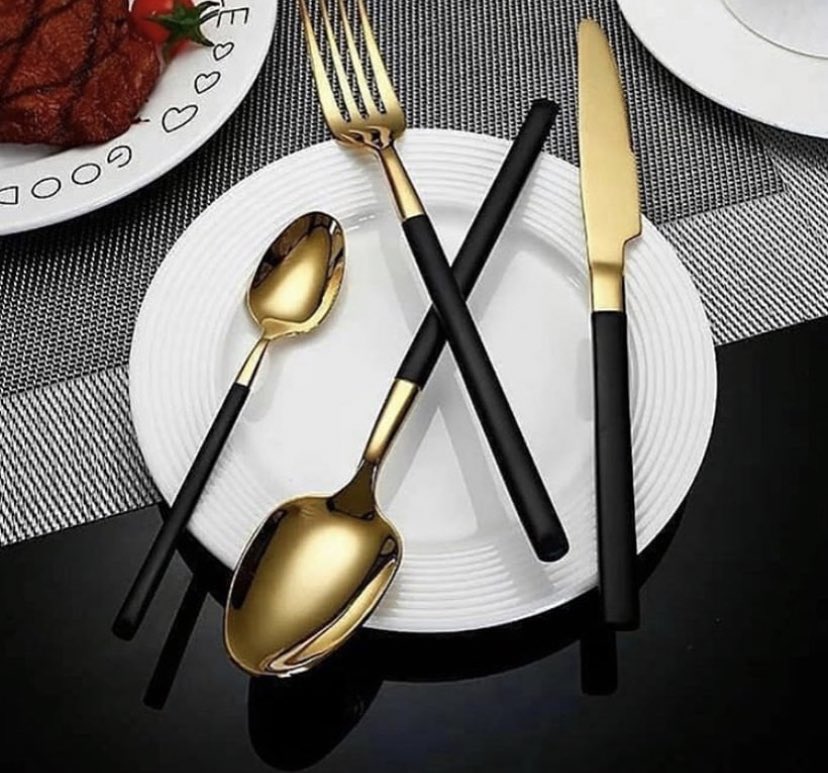 24pcs Gold cutlery set still available Price- 18000