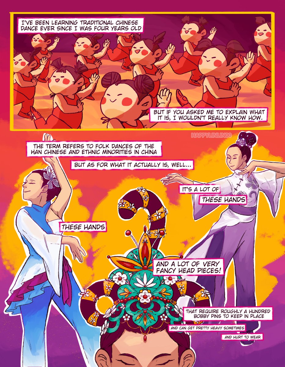 galinstudio's tweet photo. the comic i made for @antholegacies: Celebration!!

traditional chinese dance has always been a part of my life so i was super excited for the opportunity to share a bit of what it means to me as second-gen diaspora <3

[1/4] https://t.co/d2x2fngpeI