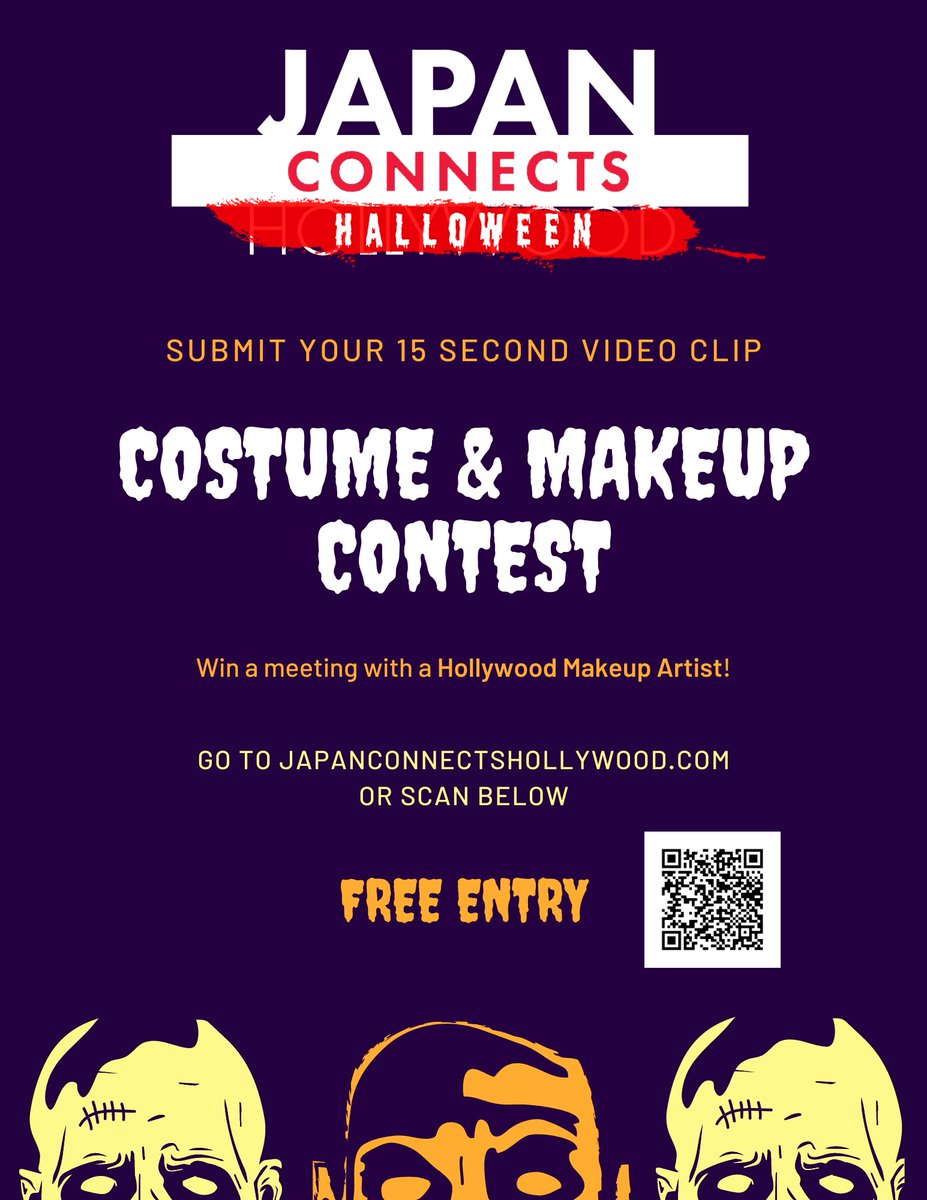 JapanConnectsLA's tweet photo. Submit a video of your costume or SFX makeup to win $$$ and more! #costumecontest #costume #sfx #Halloween https://t.co/LNxf2T8lIy