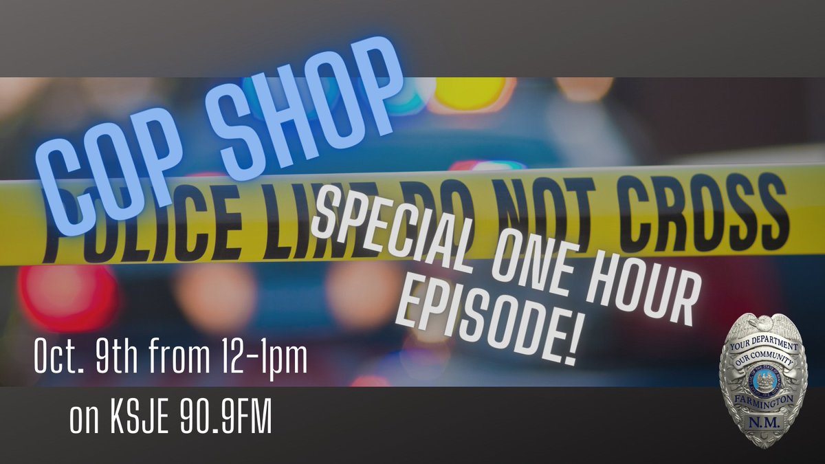 FPDNM's tweet photo. Tune in THIS Friday for a full hour episode of Cop Shop! Our guest will be @sjcso Sheriff Shane Ferrari. Listen on @KSJE 90.9FM or watch live on Facebook starting at noon. https://t.co/AJmTHSXsbQ