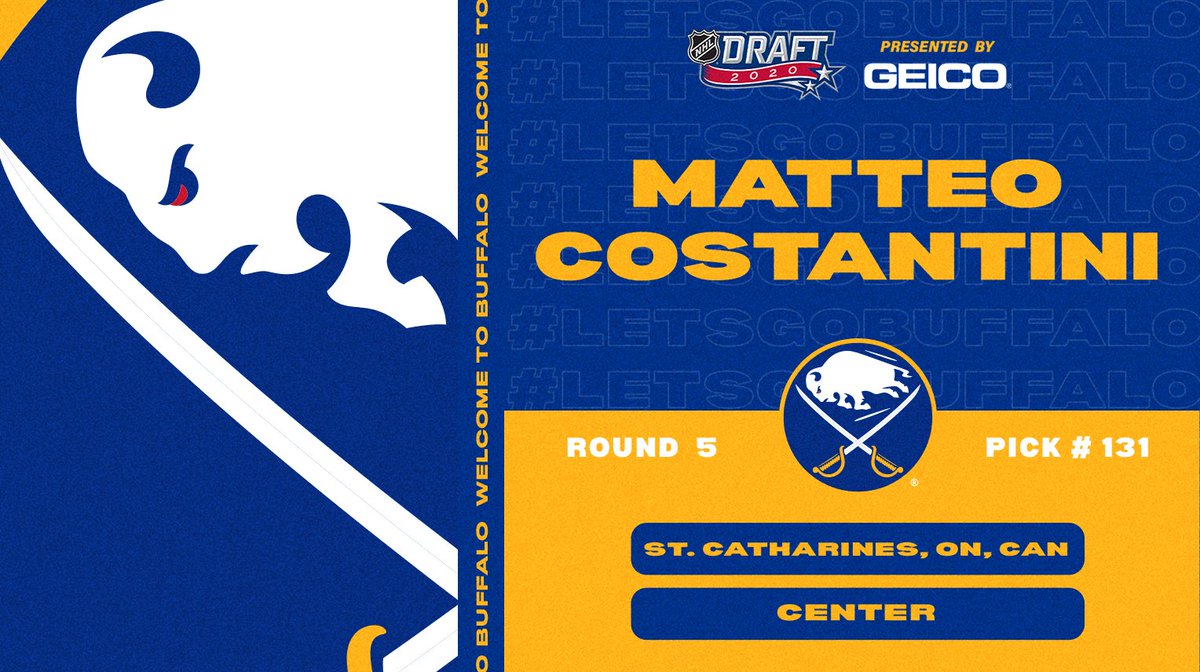 We have selected Matteo Costantini with the 131st overall pick.

Welcome to the Sabres, Matteo! 🙌

#NHLDraft | #LetsGoBuffalo