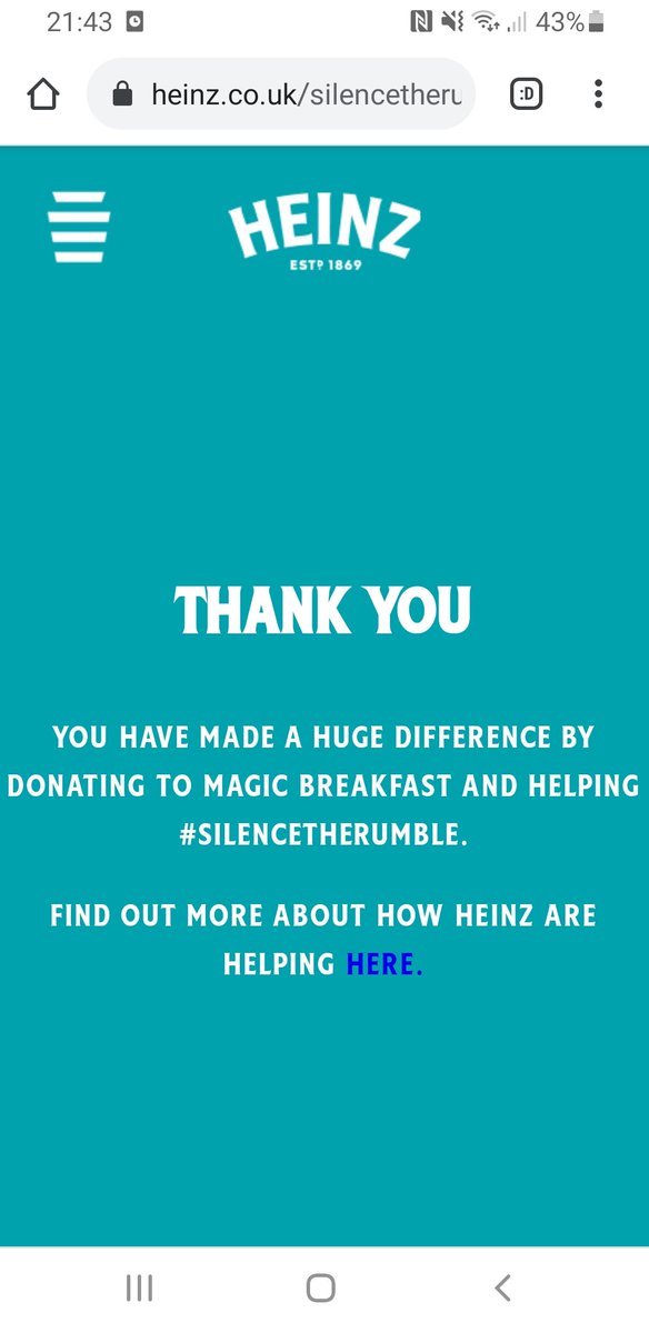 I am guilty of using the term 'I'm starving' so flippantly 😔 Well done @HeinzUK @magic_breakfast @MarcusRashford for shining a light on this heartbreaking reality these past few months. Let's #silencetherumble