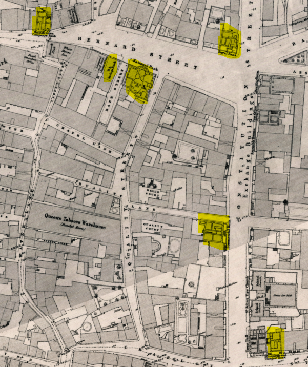 This 1849 Town Plan from  @natlibscotmaps shows the concentration of banks in Leith around Bernard and Constitution Streets