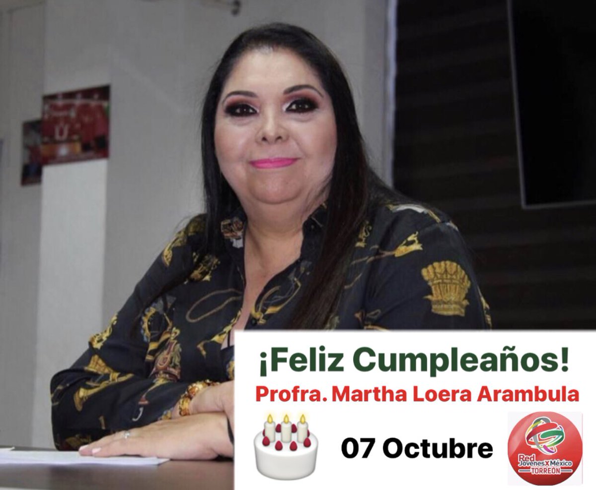 RJXM_Torreon's tweet photo. Felicidades Profesora Martha Loera, que siga cumpliendo muchos años más, reciba de todo el equipo un fuerte abrazo! ¡Enhorabuena!🍰🎂🎊🎉
#LaRedFuerteDeMéxico💪🏻 https://t.co/0xO0SR4j41