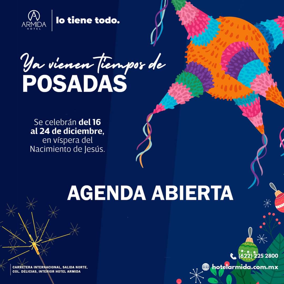 HotelArmida's tweet photo. ¿Ya tienes pensado donde hacer tu posada? ✨🎉
Nuestra agenda ya está abierta que no te ganen la fecha, no dejemos perder la tradición, contamos con los protocolos establecidos por las autoridades para dichas reuniones. 

Hotel Armida | #LoTieneTodo https://t.co/BewasfLFt4