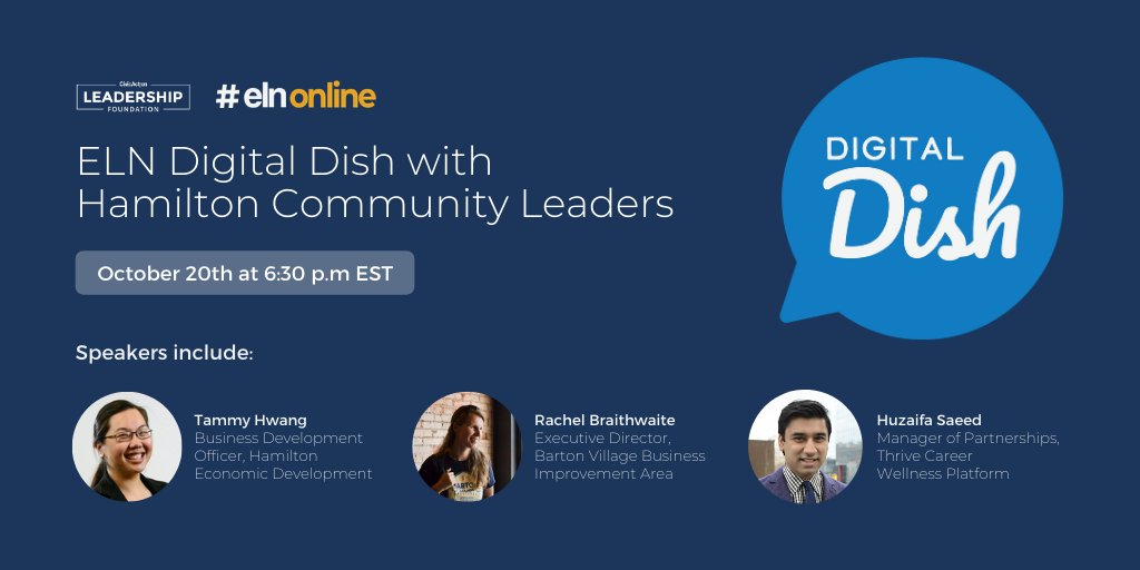 Join <a href="/elnonline/">Emerging Leaders Network</a> on Oct 20 for a #HamOnt #DigitalDish! Local community leaders (&amp; very familiar faces!) will be discussing what direction Hamilton should take as it recovers from #COVID19. 

Register here to join the ELN for this engaging discussion: tfaforms.com/4853861
