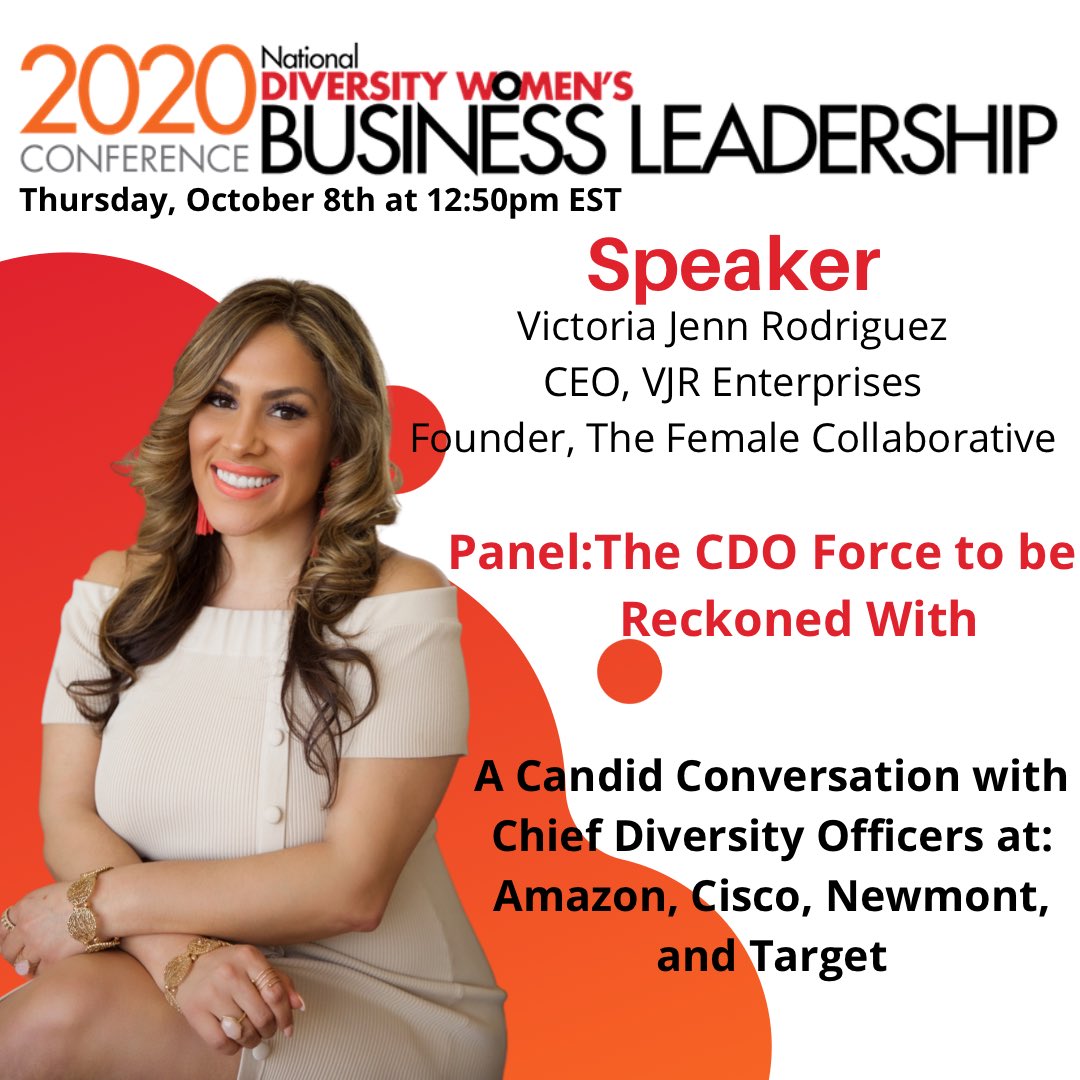 IAmVictoriaJenn's tweet photo. So excited to speak tomorrow at @DiversityWoman 2020 National Diversity Women’s Business Leadership Conference. Join us! #DEConf #PowerForward #HispanicHeritageMonth #Diversity #DiversityandInclusion https://t.co/ybxwQk0Xml