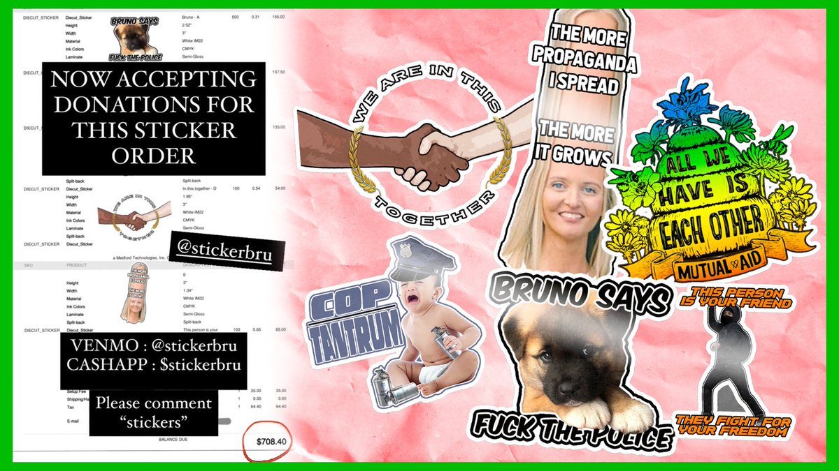 stickerbru's tweet photo. We are buying 1,600 stickers to pass out so that we can decorate #Seattle! Unfortunately we can't afford this alone. Any help you can give is appreciated. #seattleprotest #seattleprotests #seattleprotestcomms https://t.co/R6aLQQkwwv