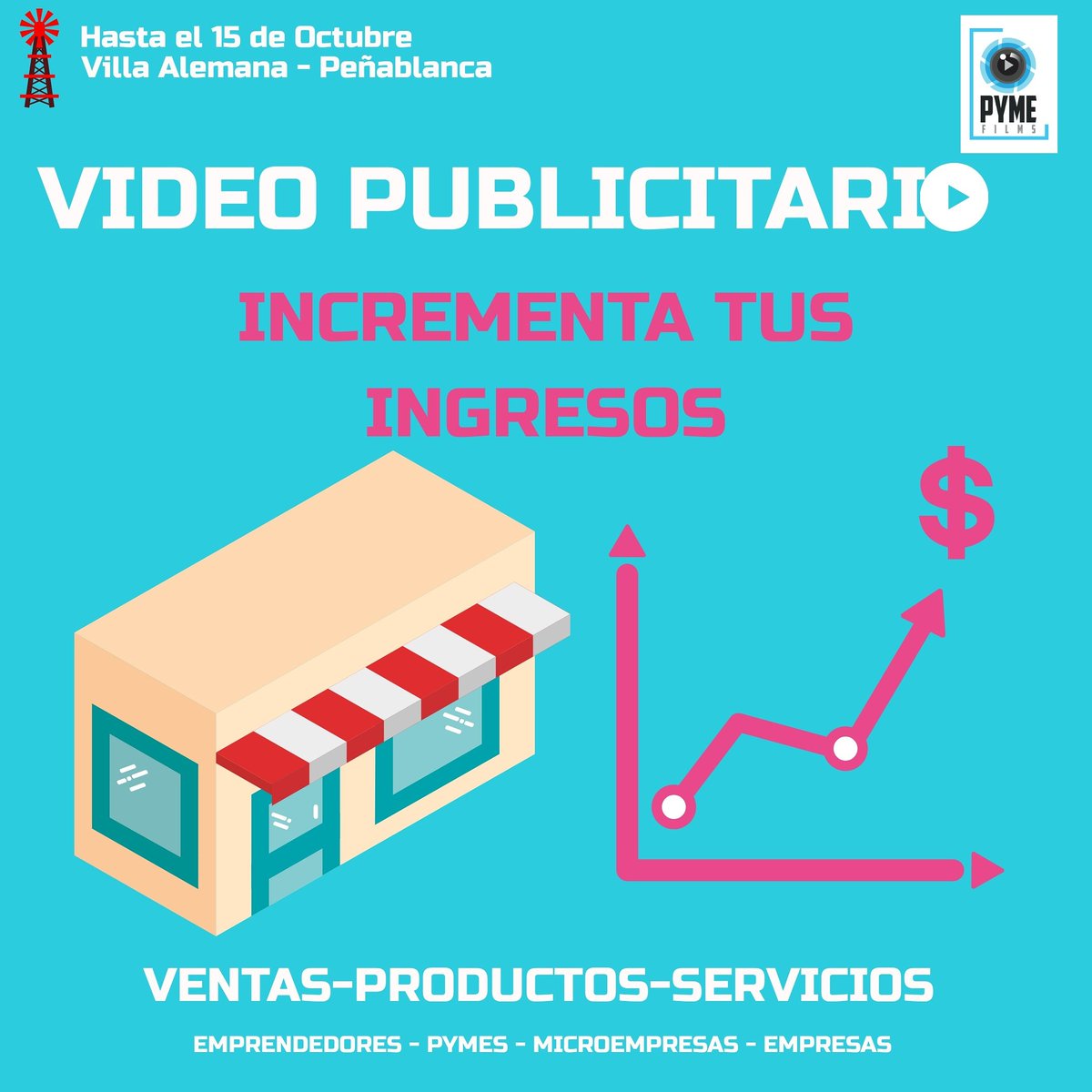 PymeFilms's tweet image. En 📍#villaalemana tenemos el descuento para tus Videos🎬 Publicitarios a $20.000 e incluye la edición de éste.
Potencia tú Marca, Productos ó Servicios junto a #PymeFilms. 🎥
.
#regiondevalparaiso #vregion #videos #spot #promociones #marketing #corporativo #pyme #microempresa