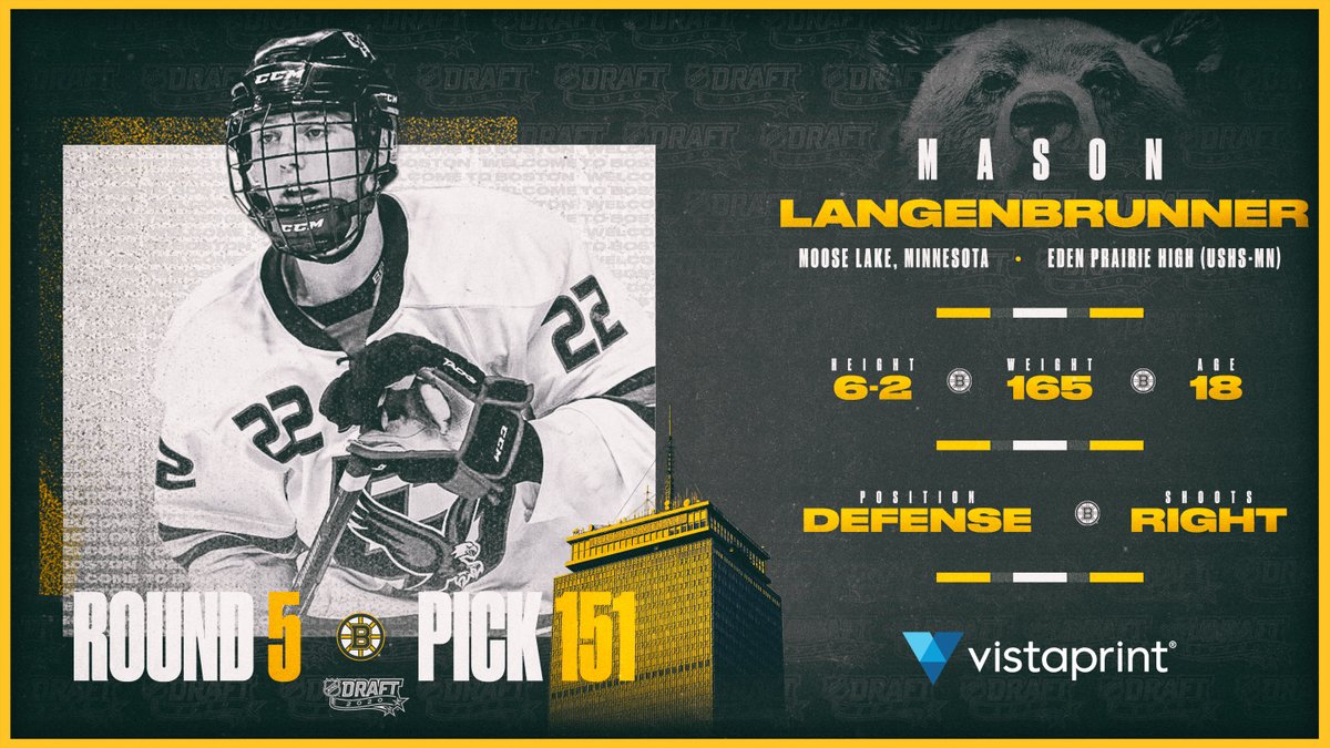 With the 151st pick in the 2020 #NHLDraft, the #NHLBruins select defenseman Mason Langenbrunner.