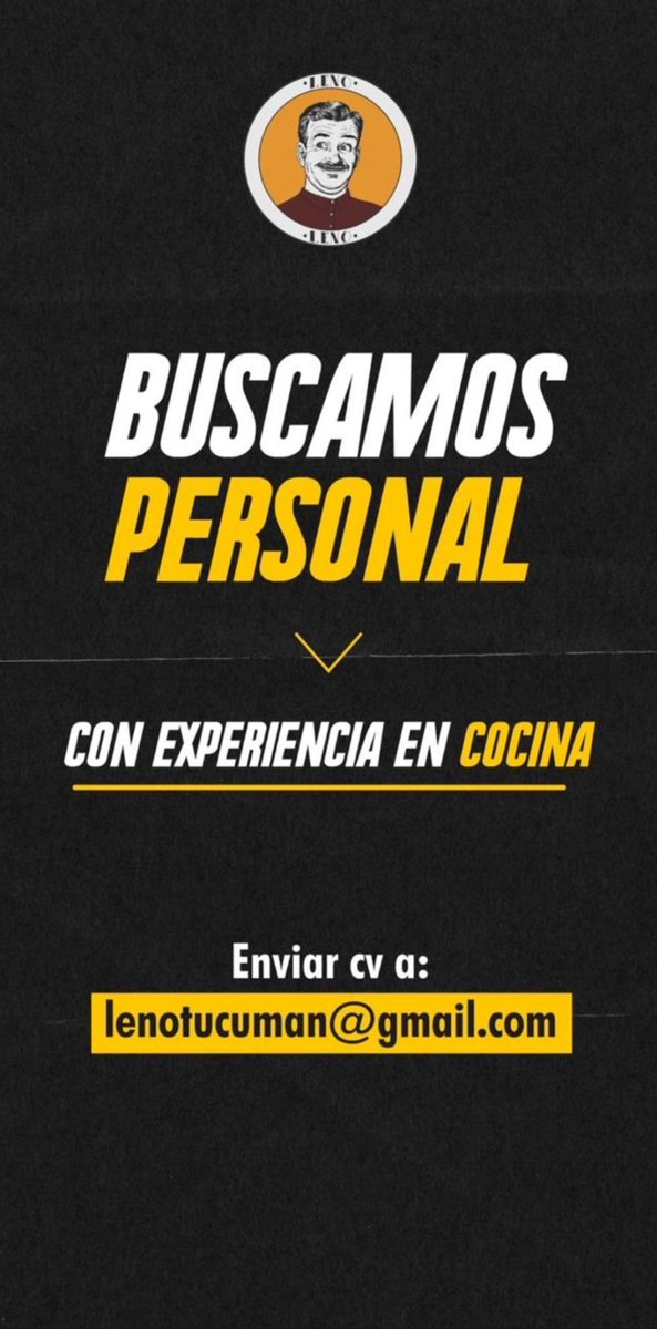 Busco personal para cocina con experiencia para Leno (hamburguesería), con preferencia que sea de Yerba Buena. Si saben algo 👇

Gracias.