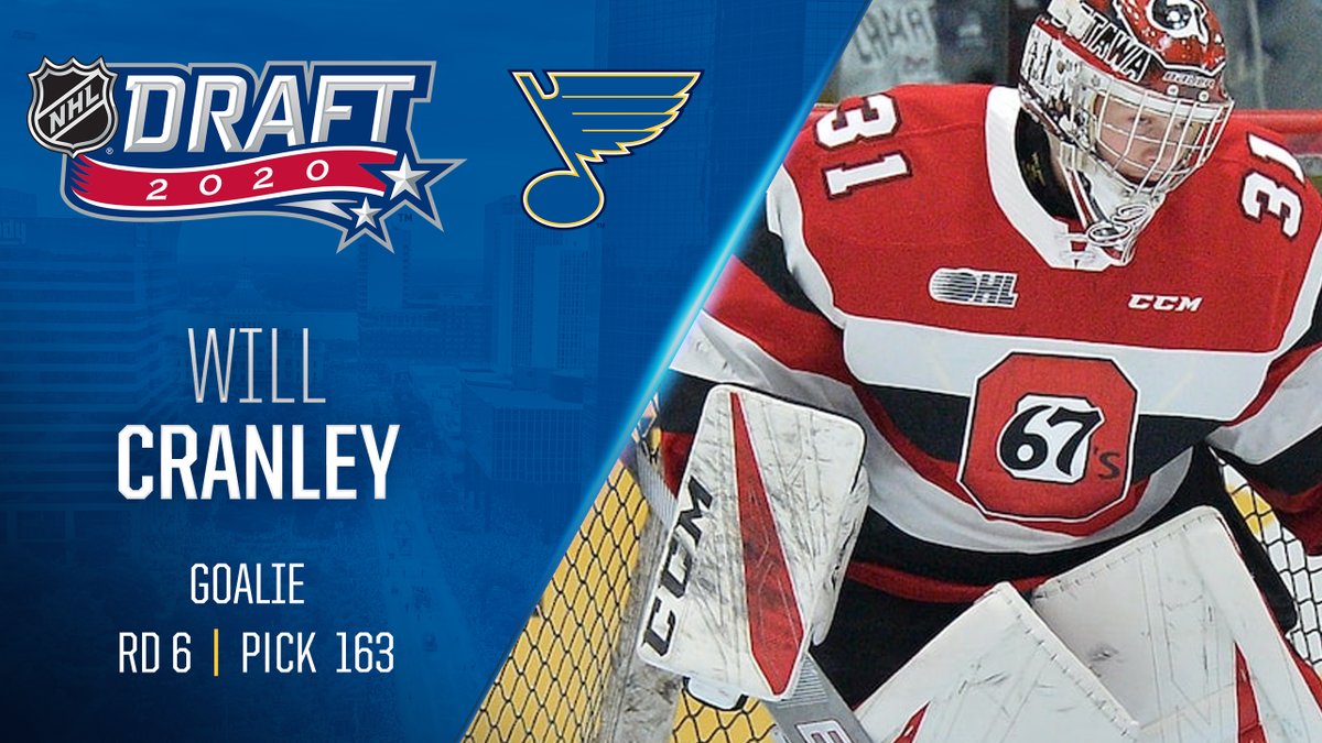 StLouisBlues's tweet photo. Goalie Will Cranley is our sixth-round pick at No. 163 overall. #stlblues #NHLDraft https://t.co/7MP8bXqHAy