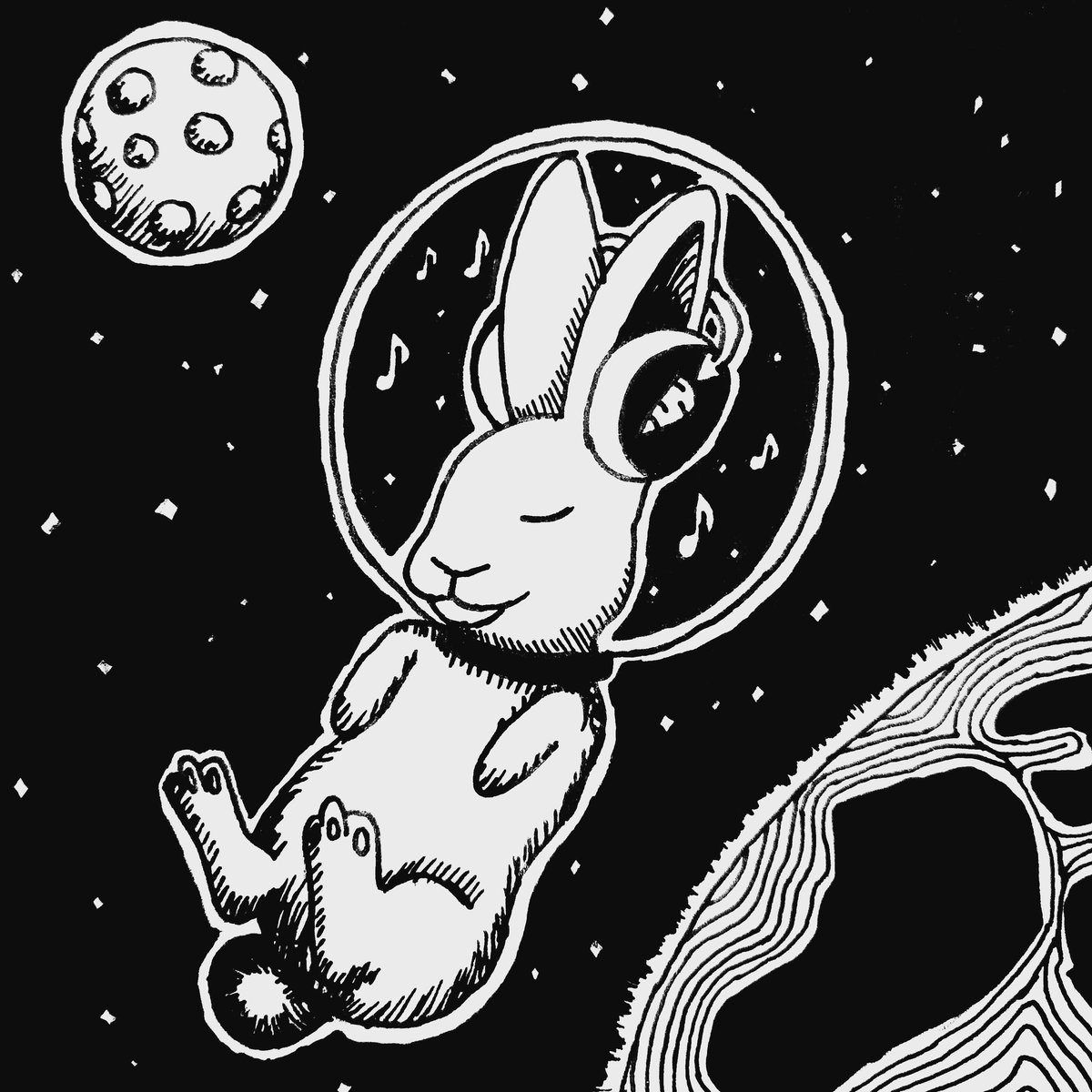 #Emojitober 7 — 🌌🐇🎶

Talk is overrated, let's just vibe~

#emojitober2020 #drawtober2020 #drawtober #inkpenart #inkpendrawing #spaceart #musicislife