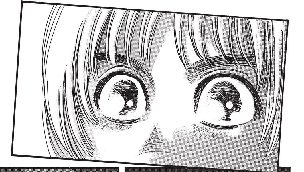 Dedicated to zoom into his eyes, that even Armin himself questions it “My eyes?”The book and his eyes are always mentioned at some point