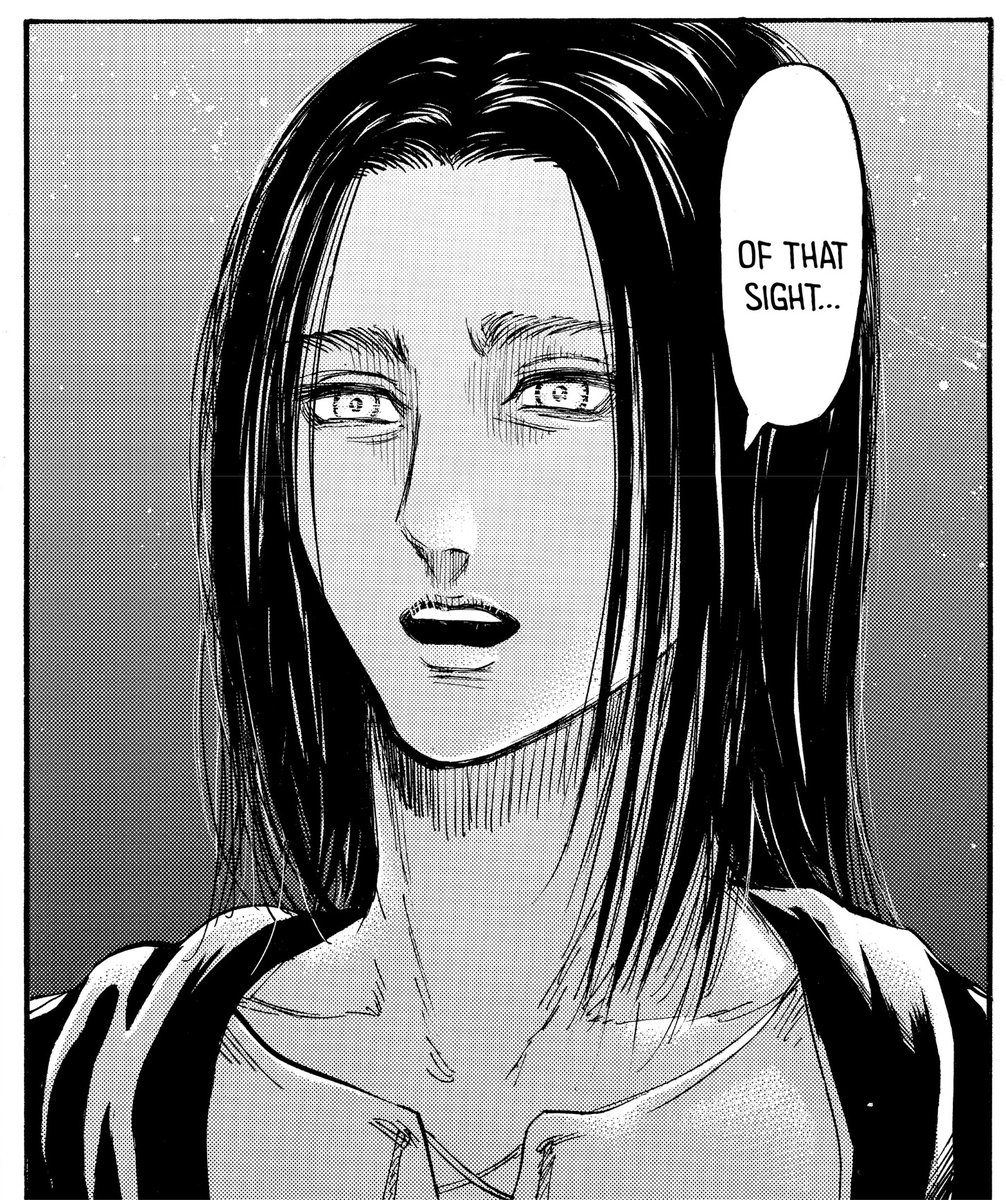 Since we got to see her eye, she's 'free'Going back to Eren,When he tells Zeke that he's eager to 'view' that SIGHT with his eyesWe were all just wondering whatever tf that sight was supposed to beOnly to be hit that it was in fact associated with Armin