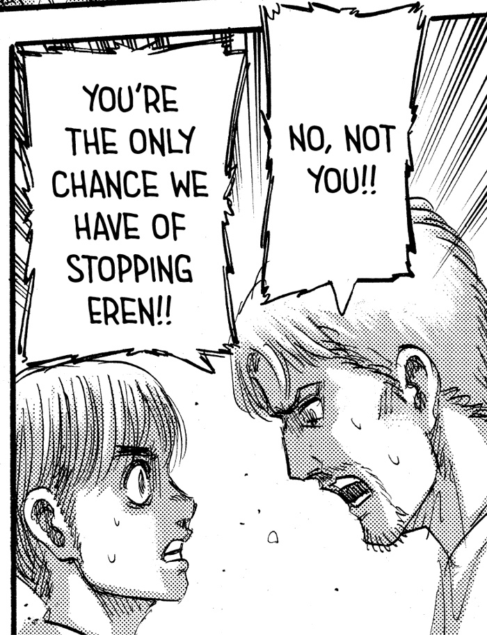 And his own character arc we get to see a glimpse of a young and bored Eren looking at the sky saying “Ah.. I wish something would happen..”And then Armin “There you are, Eren!!” knowing what happens after changes everything