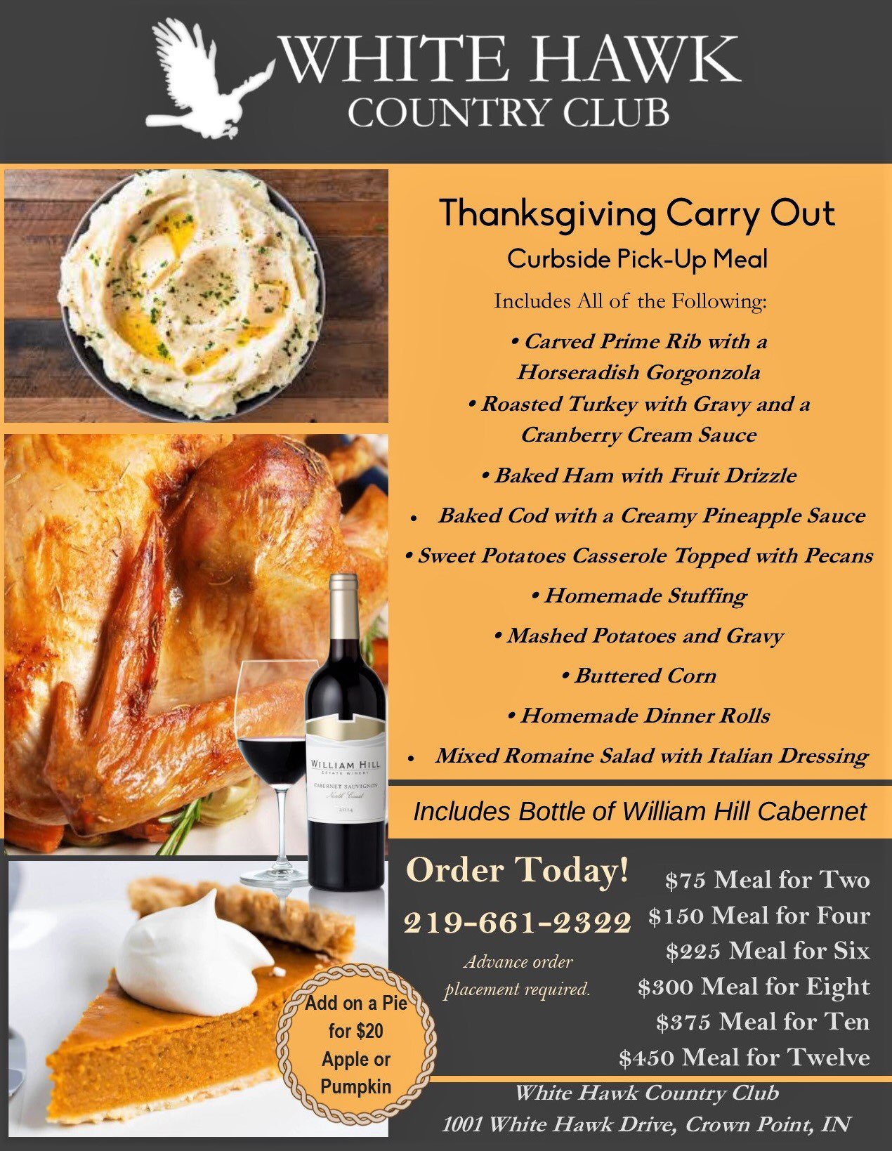 white hawk country club thanksgiving