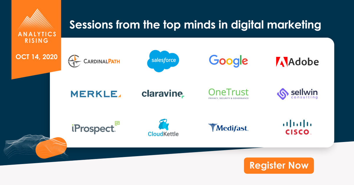 CardinalPath's tweet photo. Level-up your digital marketing strategy. #AnalyticsRising features sessions with the top minds in our space: https://t.co/B9DqAV6vx4 https://t.co/8BMyisg08E