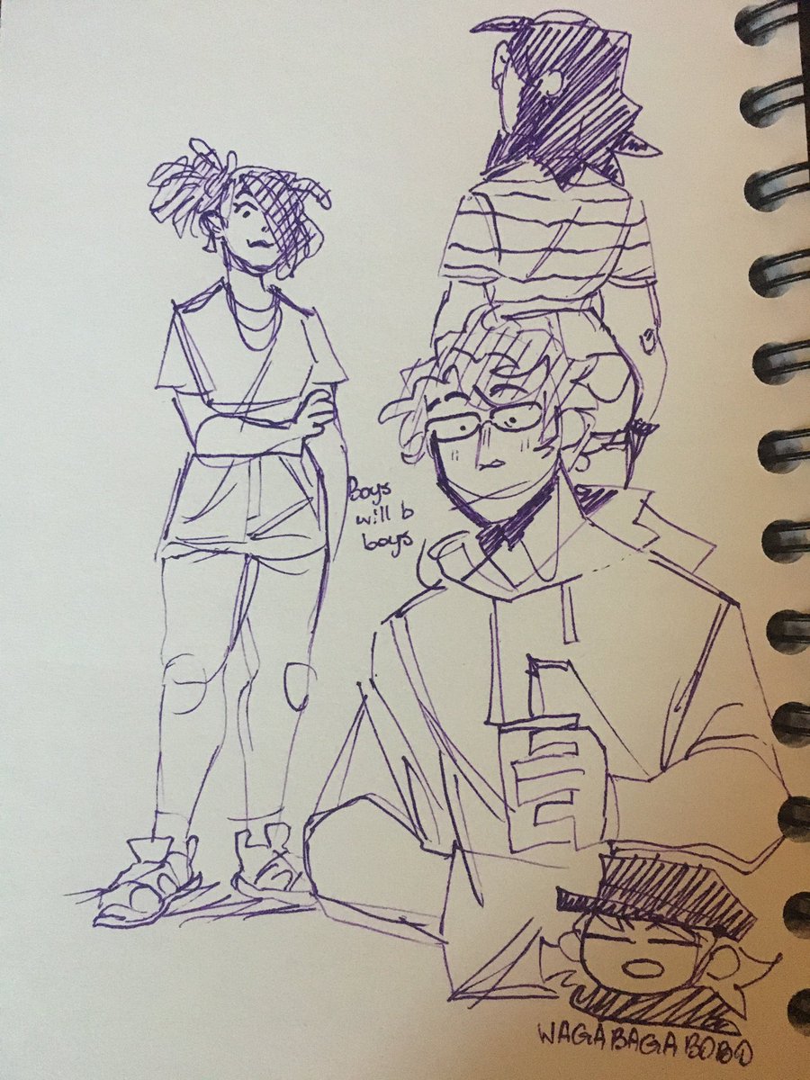 Sketching my characters w a pen is fun. 