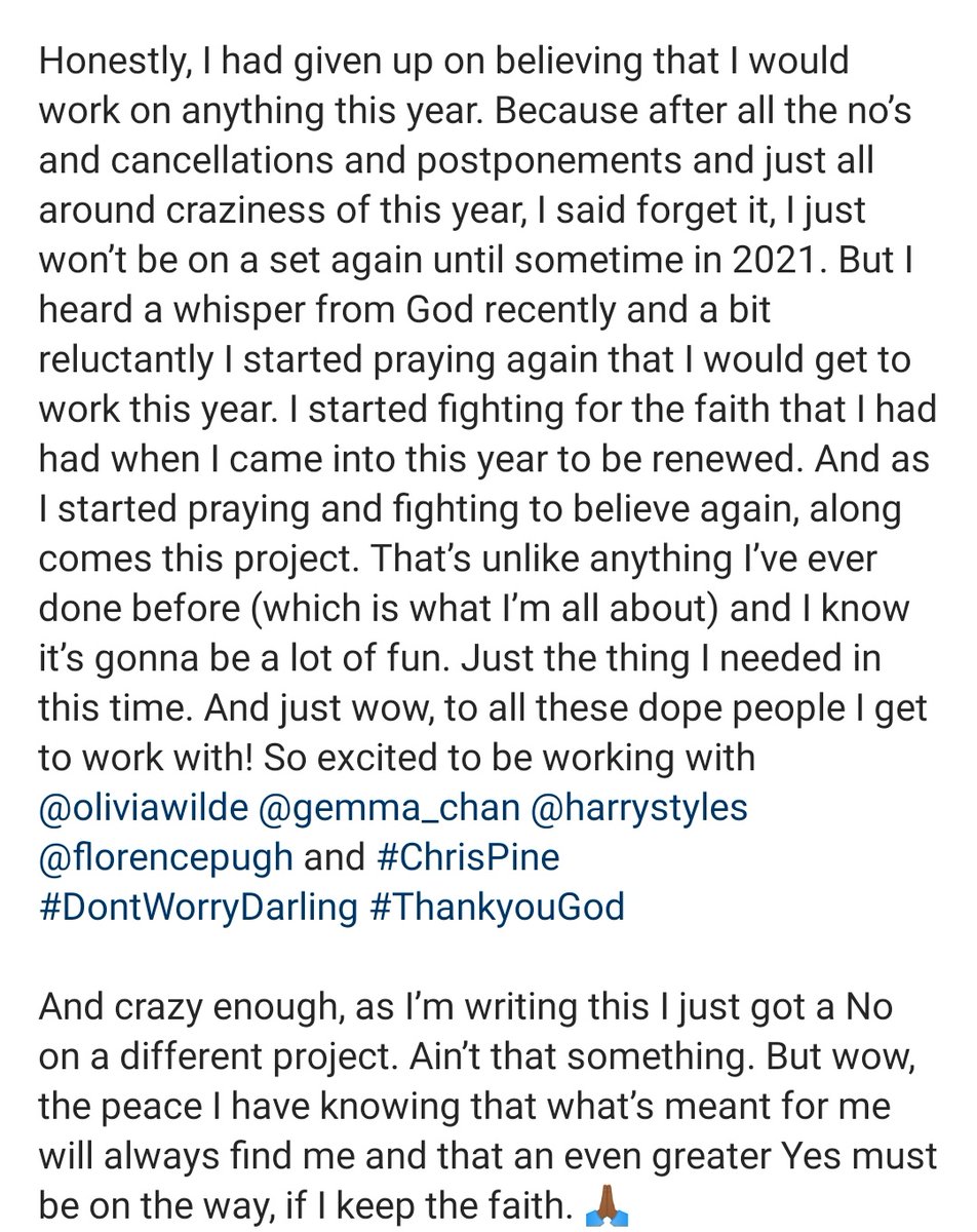 Kiki Layne about her getting the role in #DontWorryDarling.