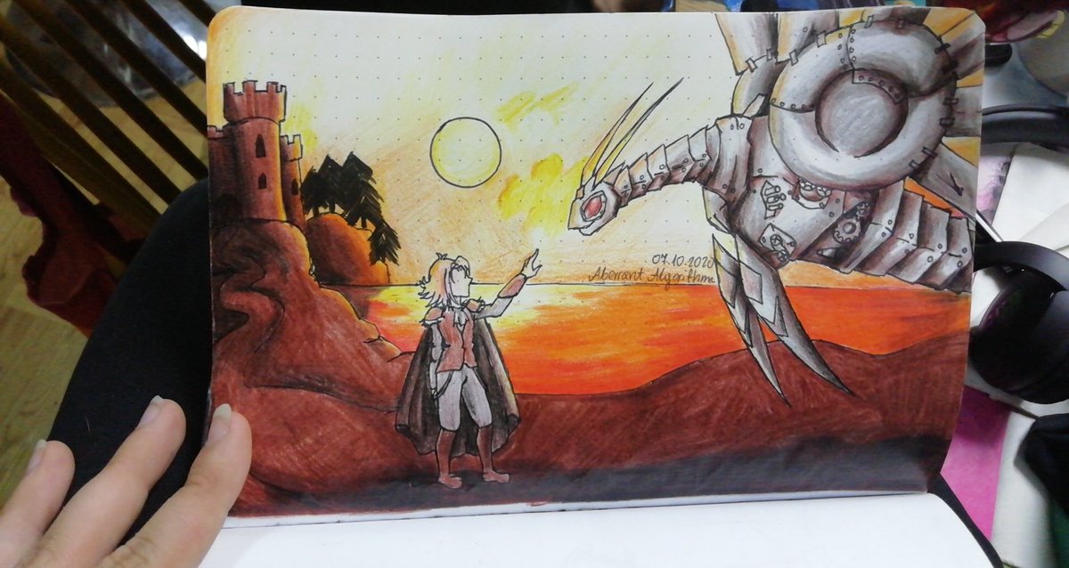 aberrant_al's tweet photo. I made this piece inspired by The Cog is Dead.

#clockworkdragon #traditionalart #crayons #altair #bakugan #lyncvolan #steampunk https://t.co/glQ03iChPz