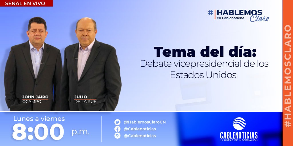 Esta noche en #HablemosClaro el análisis en vivo del debate vicepresidencial de los Estados Unidos. 

En el análisis estarán el exviceministro Guillermo Reyes y los analistas políticos <a href="/ShameelThahir/">Shameel Thahir Silva 🔻</a> y Fernando Giraldo