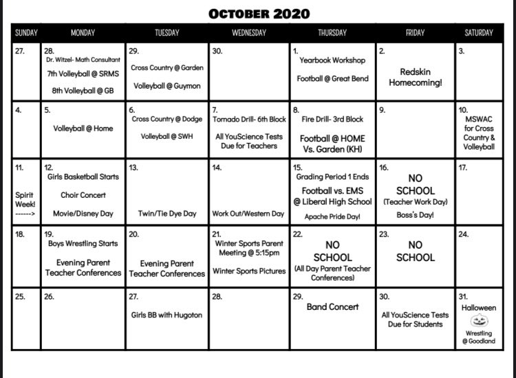 Rome6th's tweet photo. October Calendar 🎃 https://t.co/renjPOnIKH