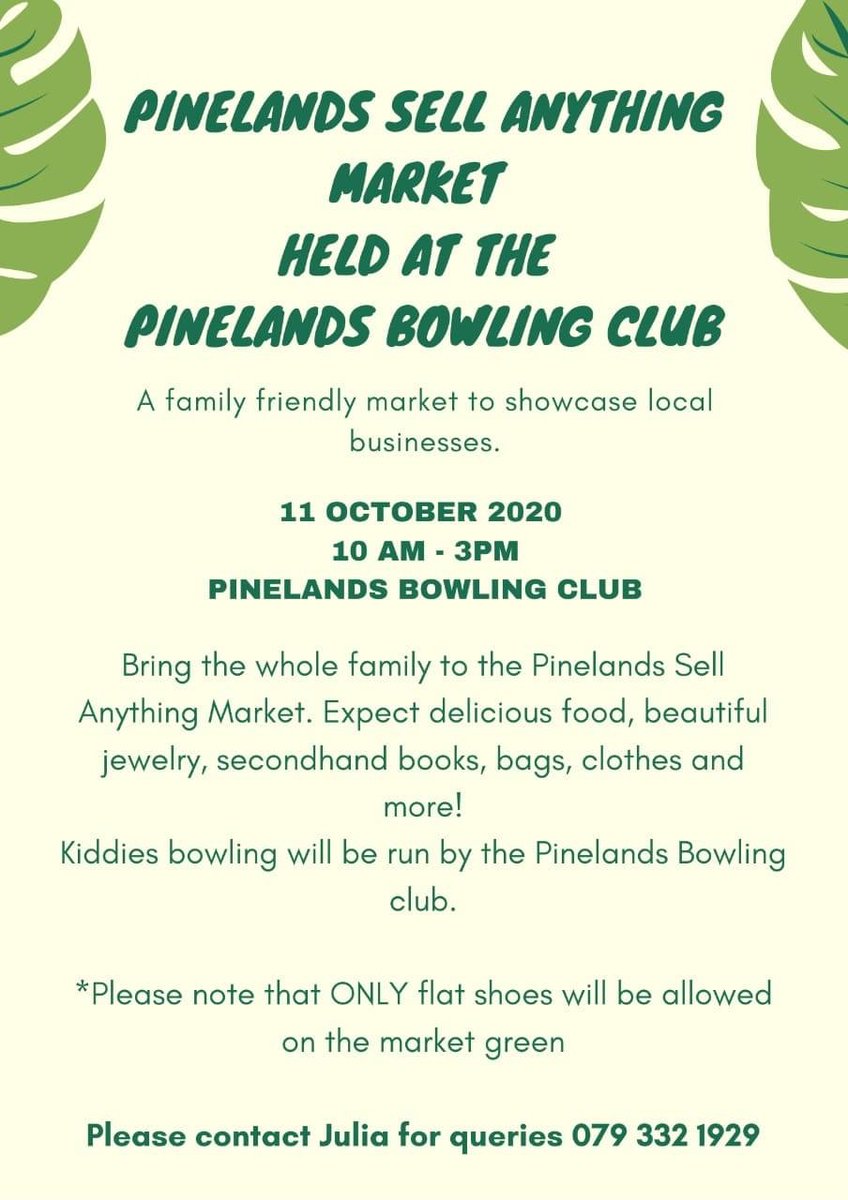 OurCityCT's tweet photo. A teen #entrepreneur from #Pinelands is doing her bit to help struggling businesses through the #Covid-19 pandemic. Julia Slade has organised the first-ever “Pinelands Sell Anything Market”. It will take place this Sunday at the Pinelands Bowling Club in #CapeTown from 10am. https://t.co/6iM4zjWx7Y