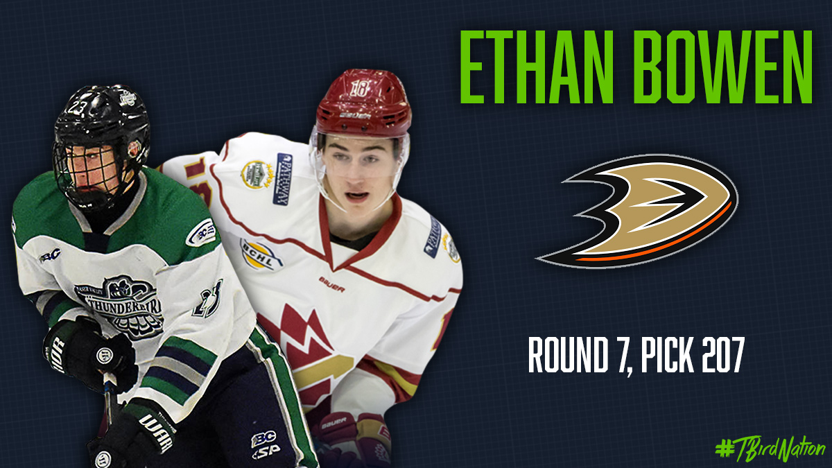 Congratulations to Thunderbird alumni to <a href="/ethanbowen02/">Ethan Bowen</a> on being selected by the <a href="/AnaheimDucks/">Anaheim Ducks</a>!

#TBirdNation #BirdFamily @BCHockey_U18
