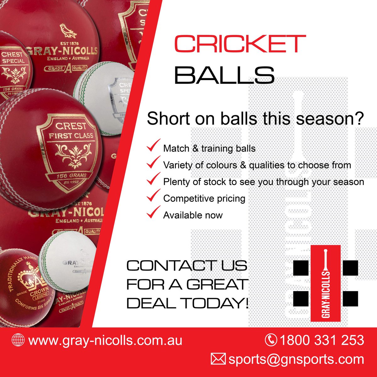 Need cricket balls for club or school training? We’ve got stock and great pricing to get you sorted.