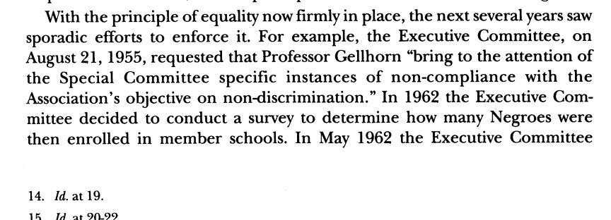 Some schools continued to refuse to admit Black applicants into the 1960s. For example, this article indicates that as late as 1962, the University of Richmond was in violation of the AALS policy.  https://www.jstor.org/stable/42893244 